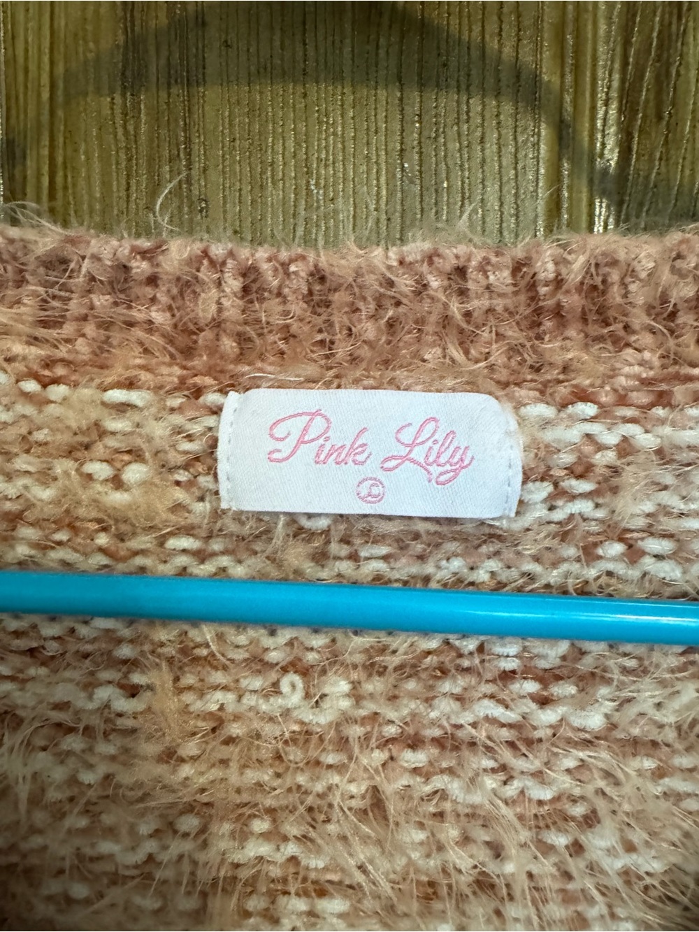Pink Lily Striped V-Neck Cropped Sweater in Dusty Rose and Cream - Picture 3 of 3